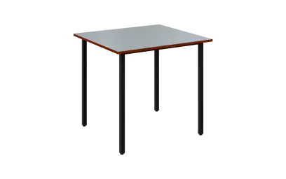 JSB 80N Jídelní stůl 800 x 800 mm, deska šedá s hranou cihlově červená / podnož černá